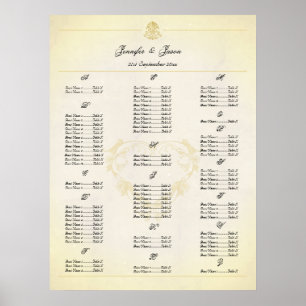 Póster Plan de asientos para bodas al estilo de pergamino