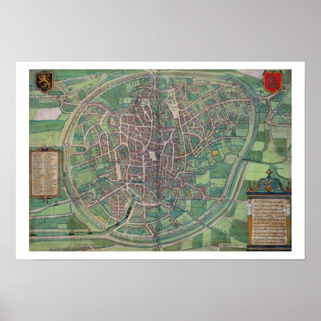 Póster Plan de Bruselas, de 'Civitates Orbis Terra' (Frente)