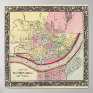 Póster Plan de Cincinnati y de la vecindad