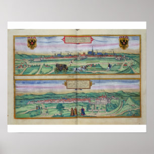 Póster Plan de ciudad de Viena y de Buda, de 'Civitates