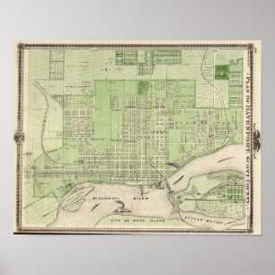 Póster Plan de Davenport, condado de Scott, estado de Iow