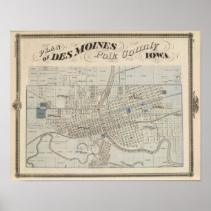 Póster Plan de Des Moines, el condado de Polk, Iowa