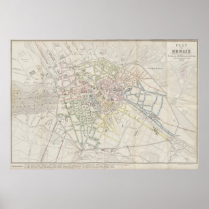 Póster Plan de disposición urbana de Berlín de 1847, mapa