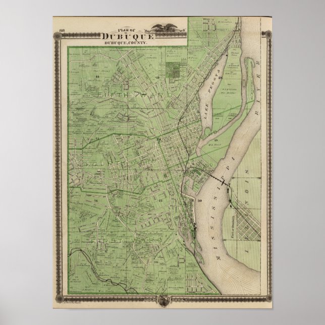 Póster Plan de Dubuque, condado de Dubuque, estado de Iow (Frente)