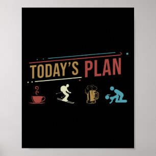 Póster Plan de Hoy Esquí Divertida Rutina Diaria 