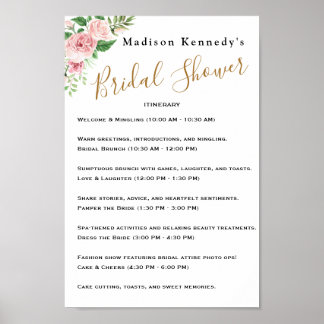 Póster Plan de 🌸 Itinerario Floral Bridal Shower