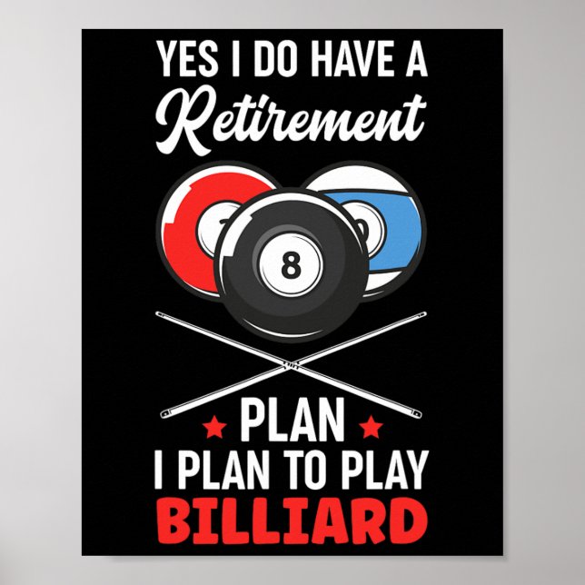 Póster Plan de Jubilación Billiard Snooker Ball (Frente)