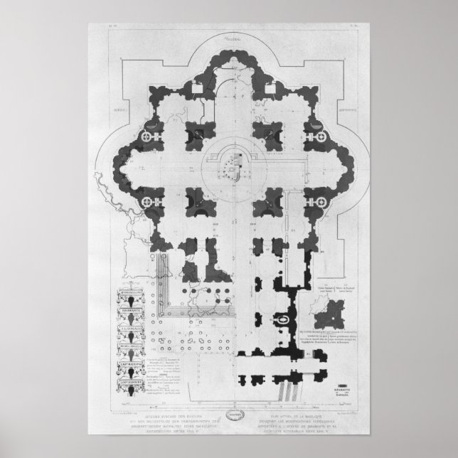 Póster Plan de la Basílica de San Pedro (Frente)