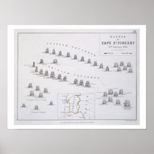 Póster Plan de la batalla de St. Vincent, 14to Febru del