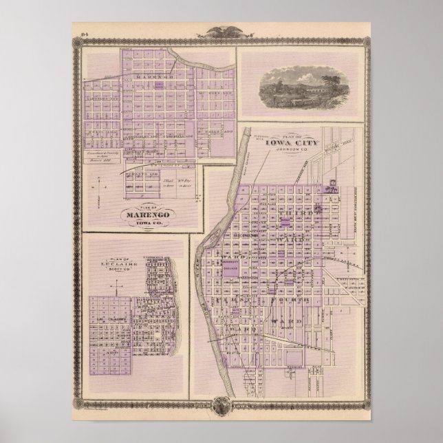 Póster Plan de la ciudad de Iowa, Plan de Marengo (Frente)