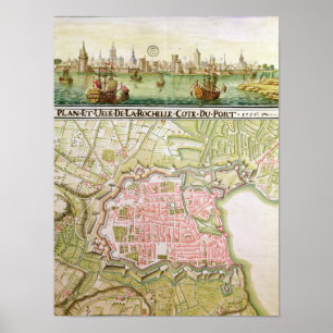 Póster Plan de la ciudad de La Rochelle, 1736