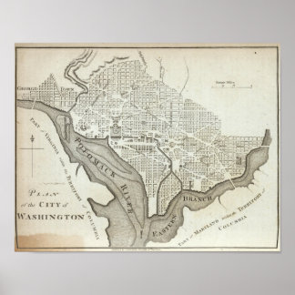 Póster Plan de la ciudad de Washington