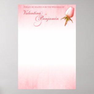 Póster Plan de la mesa de asientos del Boda rosa en blanc