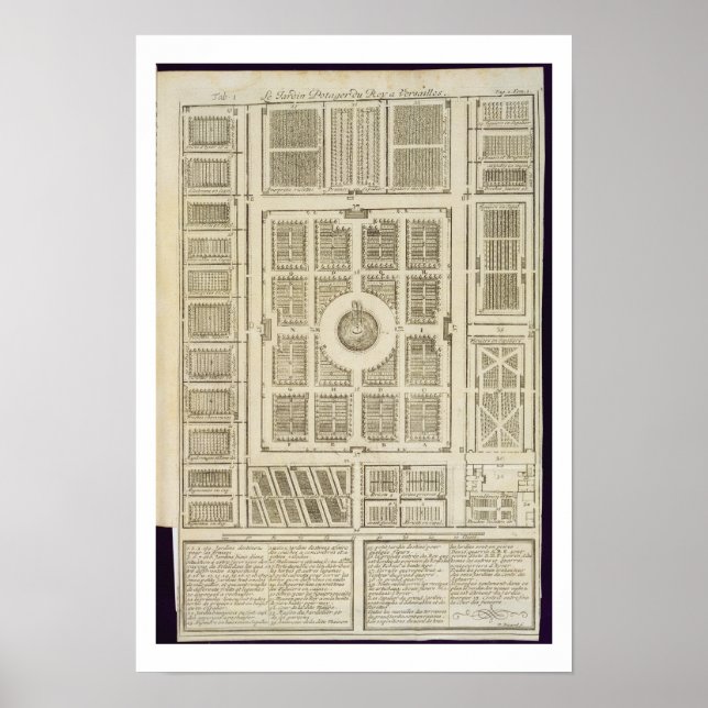 Póster Plan de los jardines de verduras del rey en Versal (Frente)