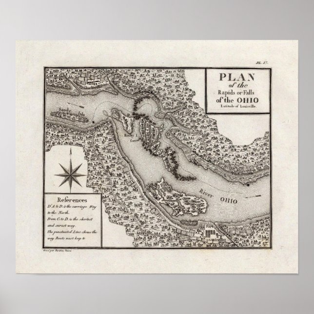 Póster Plan de los rápidos o cataratas del Ohio (Frente)