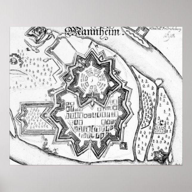 Póster Plan de Mannheim, Alemania 1690 (Frente)