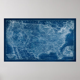Póster Plan de mapas de EE. UU.