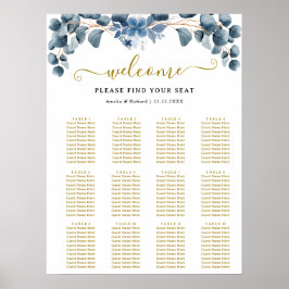 Póster Plan de Mesa de Boda con Verde Rústico