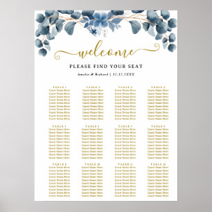 Póster Plan de Mesa de Boda con Verde Rústico
