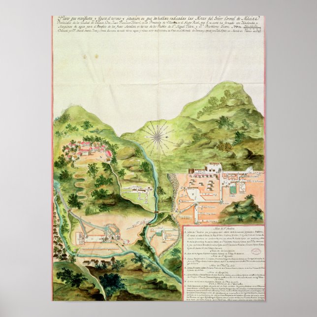 Póster Plan de Minas de Oaxaca, México, 1785-87 (Frente)