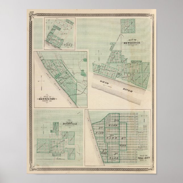 Póster Plan de Newburgh, Warrick Co con Boonville (Frente)