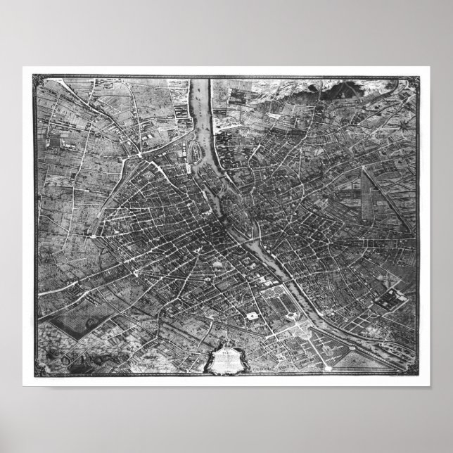 Póster Plan de París, conocido como el "Plan de Turgot" (Frente)