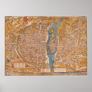 Póster Plan de París de Truschet et Hoyau (1553)