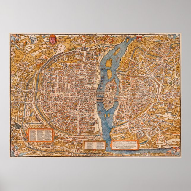 Póster Plan de París de Truschet et Hoyau (1553) (Frente)
