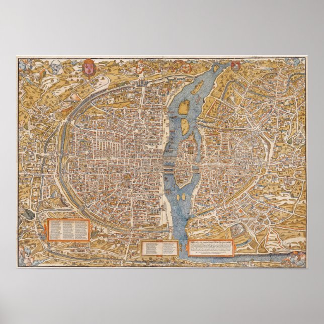 Póster Plan de París por Truschet et Hoyau Circa 1550 (Frente)