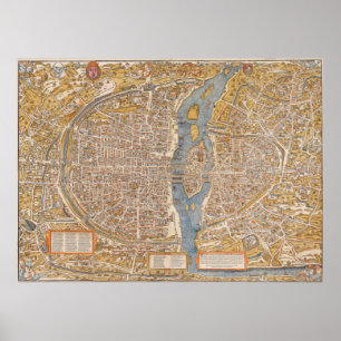 Póster Plan de París por Truschet et Hoyau Circa 1550