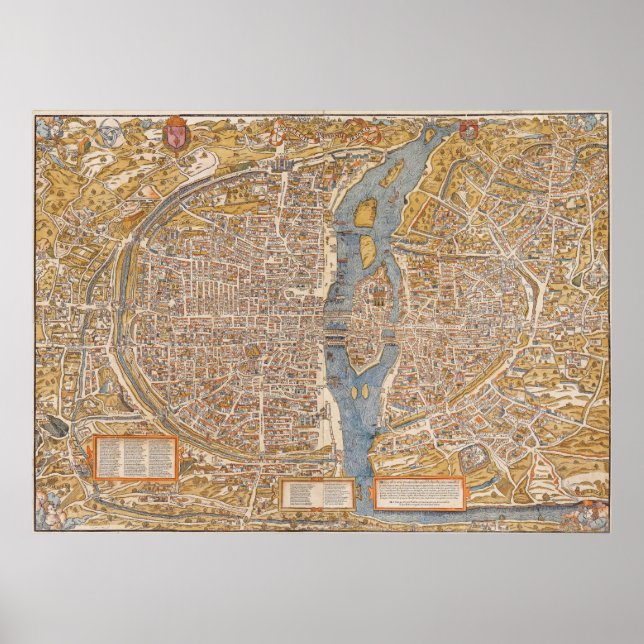 Póster Plan de París por Truschet et Hoyau Circa 1550 (Frente)