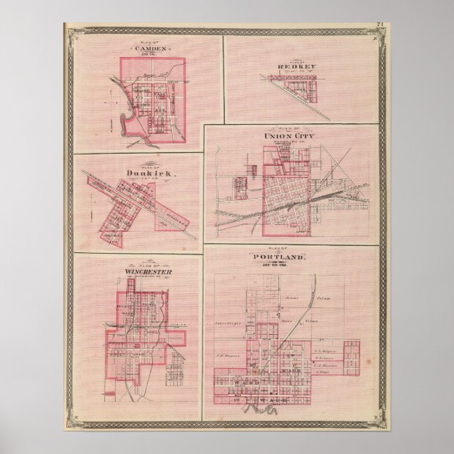 Póster Plan de Portland, Jay Co, Ind with Camden (Frente)