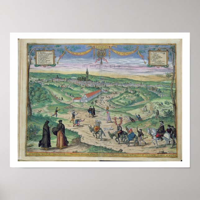 Póster Plan de Sevilla, de 'Civitates Orbis Terrar (Frente)