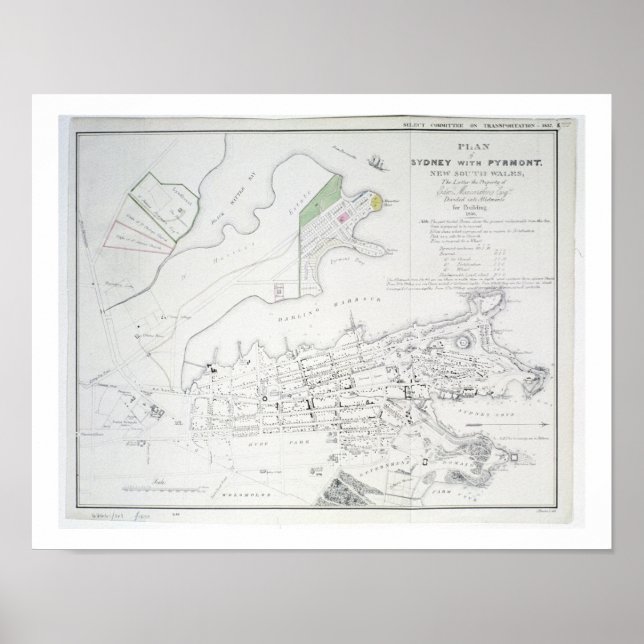 Póster Plan de Sydney con Pyrmont, Nueva Gales del Sur, l (Frente)