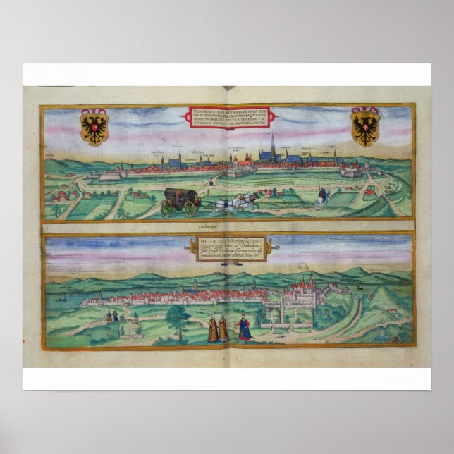 Póster Plan de Viena y Buda, de 'Civitates Orbi (Frente)