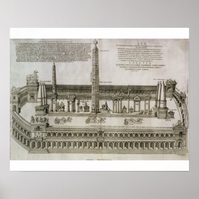 Póster Plan del Circo Máximo, Roma, grabado por el (Frente)