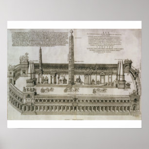 Póster Plan del circo Maximus, Roma, grabada por