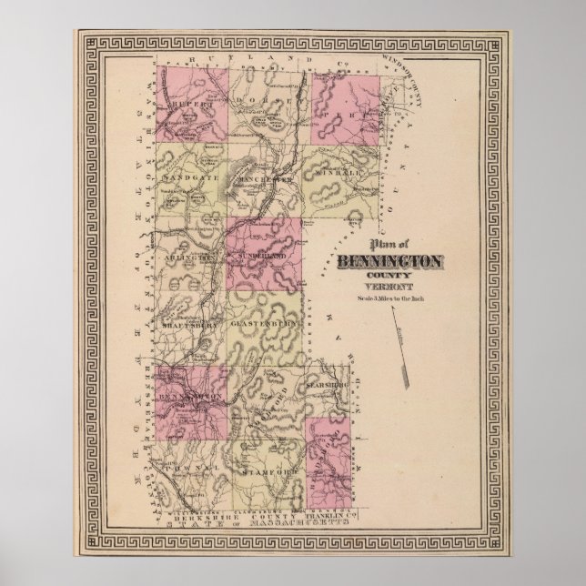 Póster Plan del condado de Bennington, Vermont (Frente)