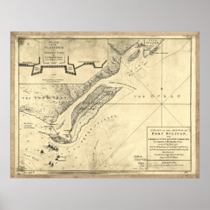 Póster Plan del Mapa del Fuerte de Ataque Sulivan (28 de 