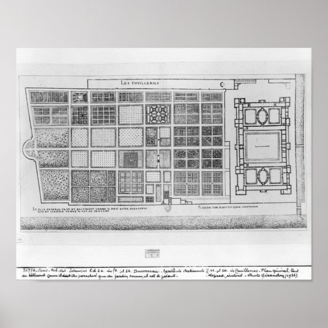 Póster Plan del Palacio y Jardín de las Tullerías (Frente)