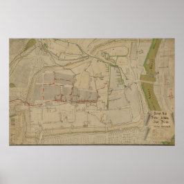 Póster Plan del sistema de suministro de agua en Görlitz,