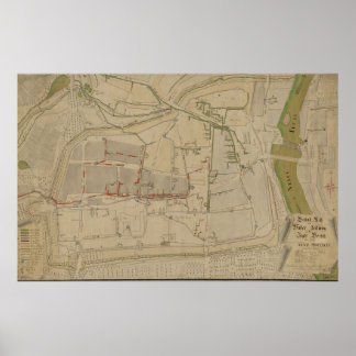 Póster Plan del sistema de suministro de agua en Görlitz,