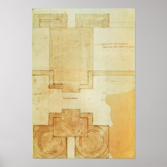 Póster Plan del tambor de la cúpula de la Iglesia (Frente)