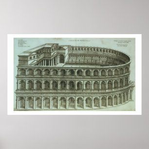 Póster Plan del Teatro de Marcellus, Roma, 1558 (engr.