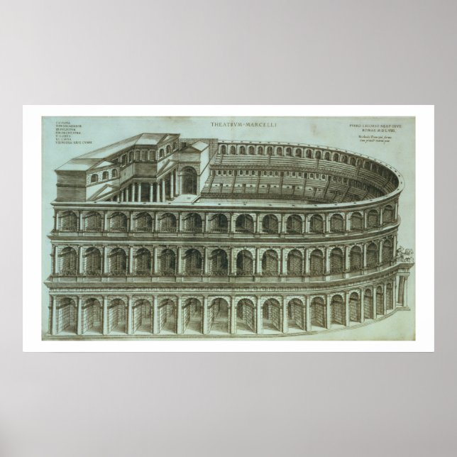 Póster Plan del Teatro de Marcellus, Roma, 1558 (engr. (Frente)