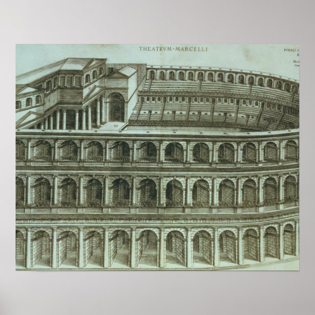 Póster Plan del Teatro de Marcellus, Roma, 1558 (engr. (Frente)