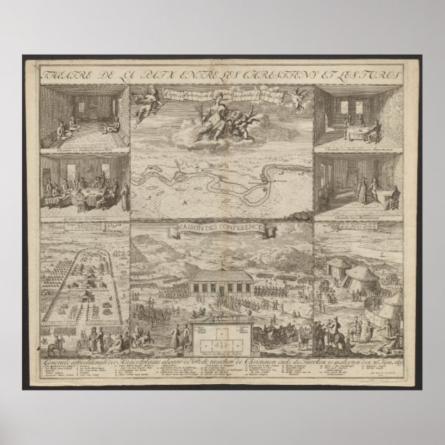 Póster Plan del Tratado de Karlowitz de 1699, Mapa de Eur (Frente)