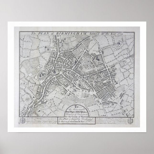Póster Plan of Birmingham, 1731, published 1789 (engravin (Frente)