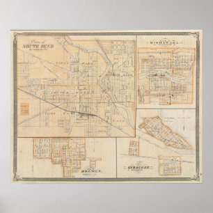 Póster Plan of South Bend with Mishawaka