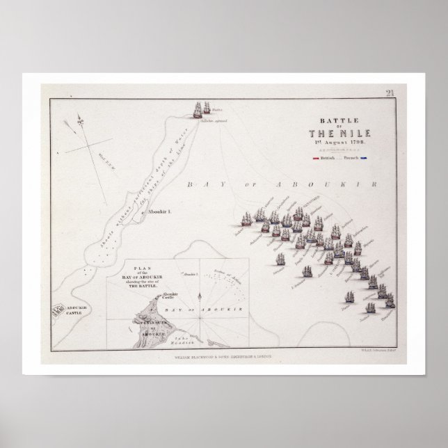Póster Plan of the Battle of the Nile, 1st August 1798, c (Frente)